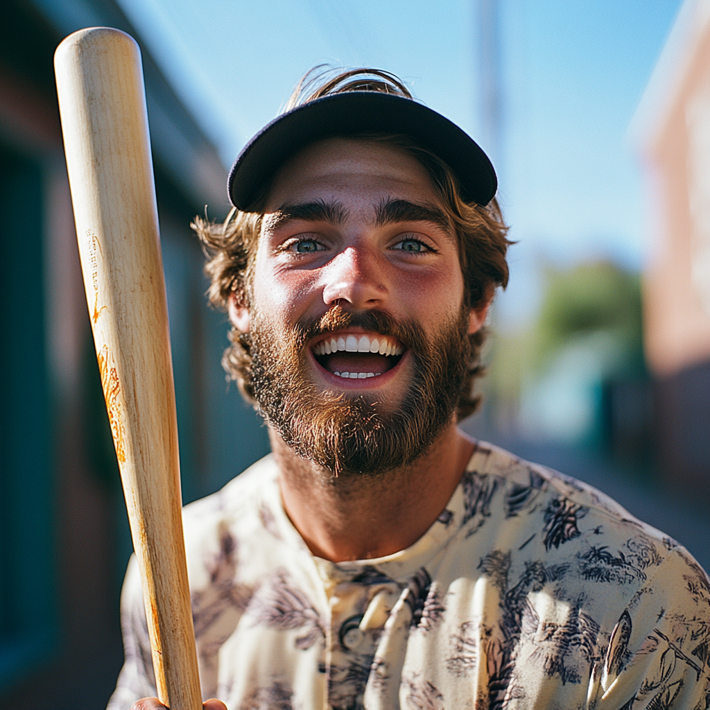 Ein Mann hält einen Baseballschläger | Quelle: Midjourney