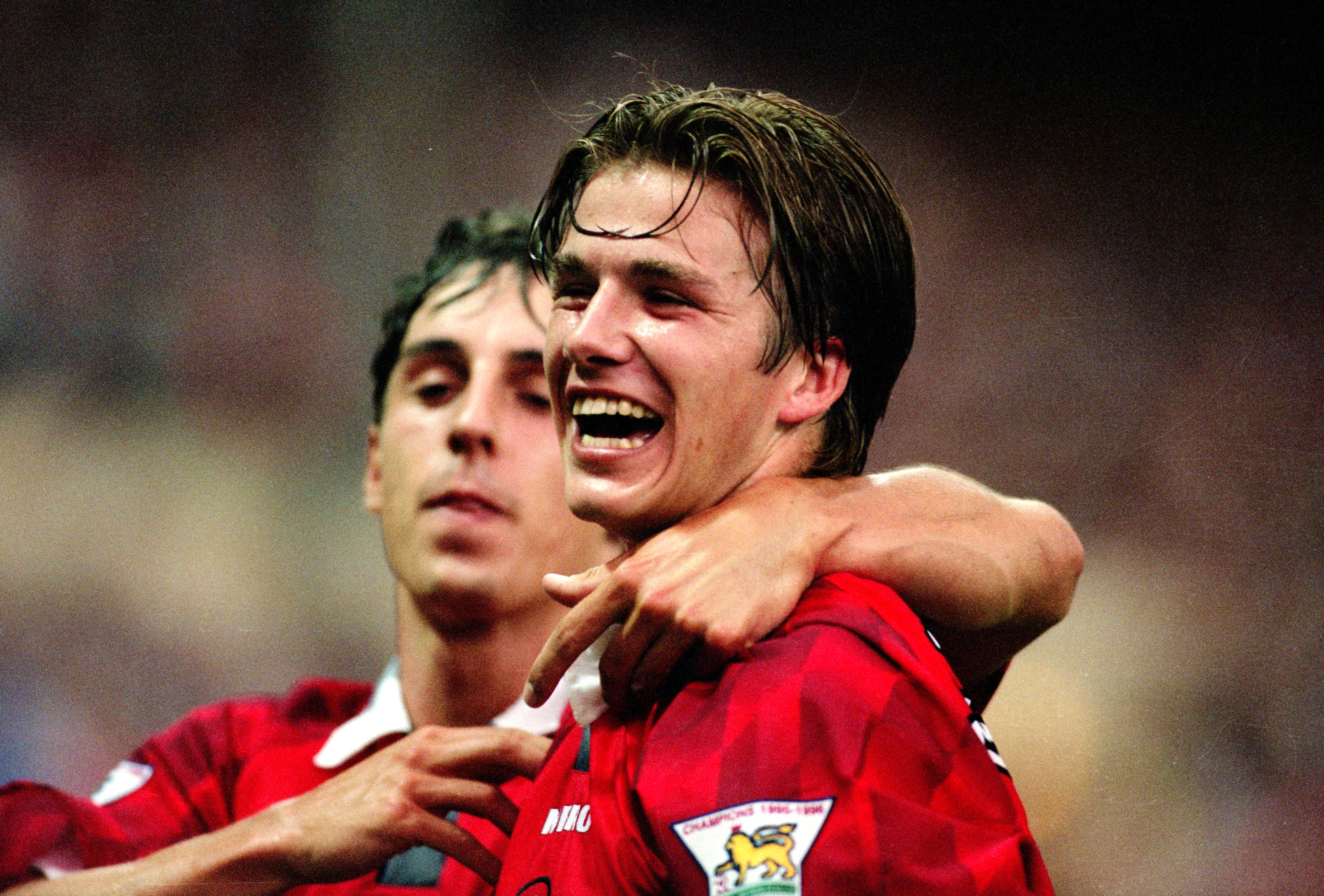 David Beckham während eines Fußballspiels zwischen Manchester United und Newcastle United am 11. August 1996 in London, England. | Quelle: Getty Images