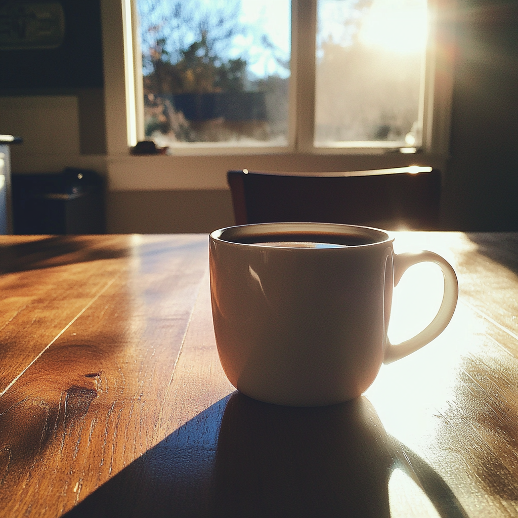 Eine Tasse Kaffee auf einem Tisch | Quelle: Midjourney