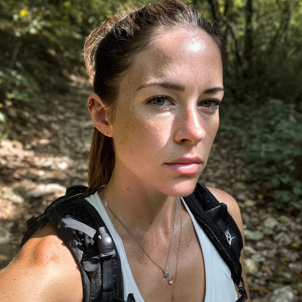 Eine Nahaufnahme einer nachdenklichen Frau, die draußen steht | Quelle: Midjourney