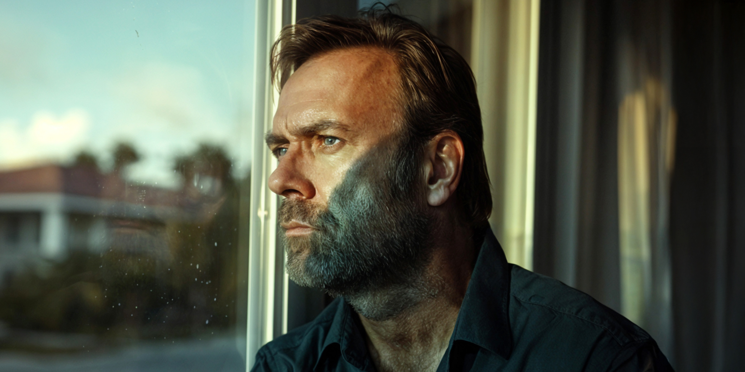 Ein ernster Mann, der aus dem Fenster schaut | Quelle: Freepik