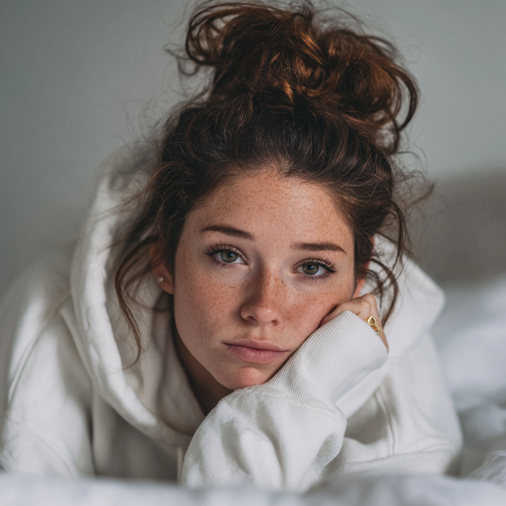 Eine Nahaufnahme einer emotionalen Frau | Quelle: Midjourney