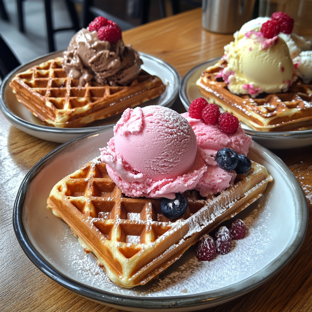 Teller mit Eis und Waffeln | Quelle: Midjourney