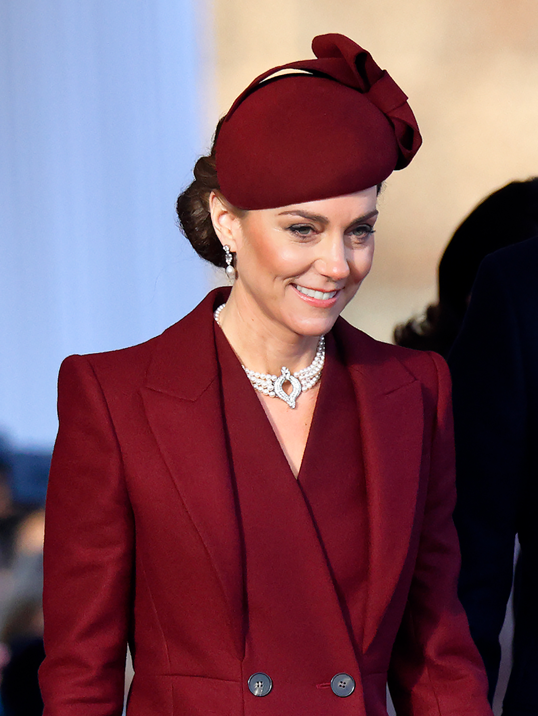 Prinzessin Catherine nimmt an der feierlichen Begrüßung des Amirs des Staates Katar auf der Horse Guards Parade am ersten Tag seines Staatsbesuchs im Vereinigten Königreich am 3. Dezember 2024 in London, England, teil | Quelle: Getty Images