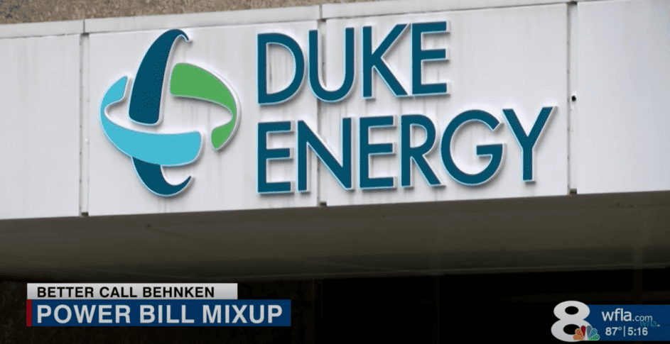 Das Äußere des Firmensitzes von Duke Energy, der Firma, die beschuldigt wird, das Konto der Frau fälschlicherweise belangt zu haben. | Quelle: Youtube/WFLA News Channel 8