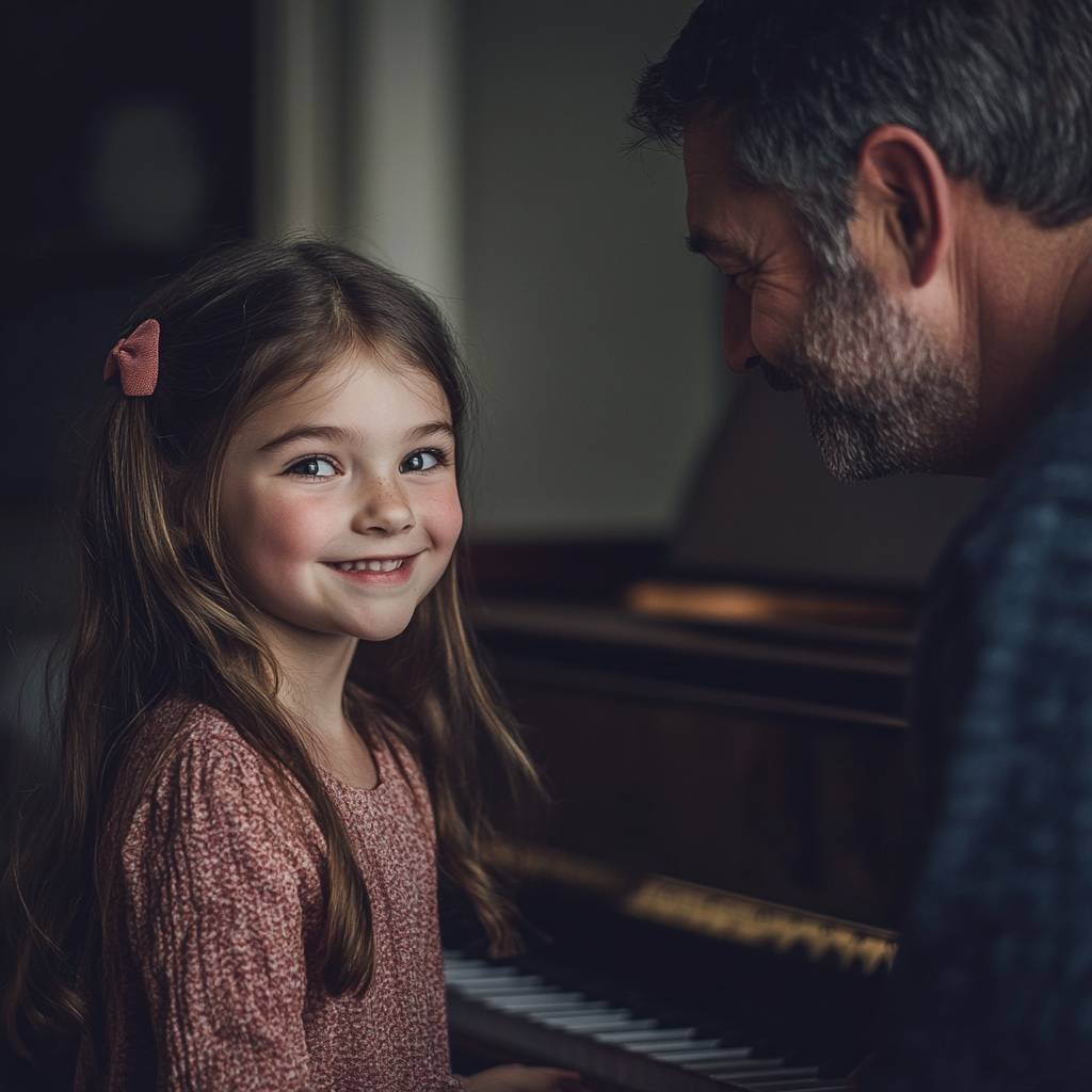 Ein glückliches Mädchen mit ihrem Vater | Quelle: Midjourney