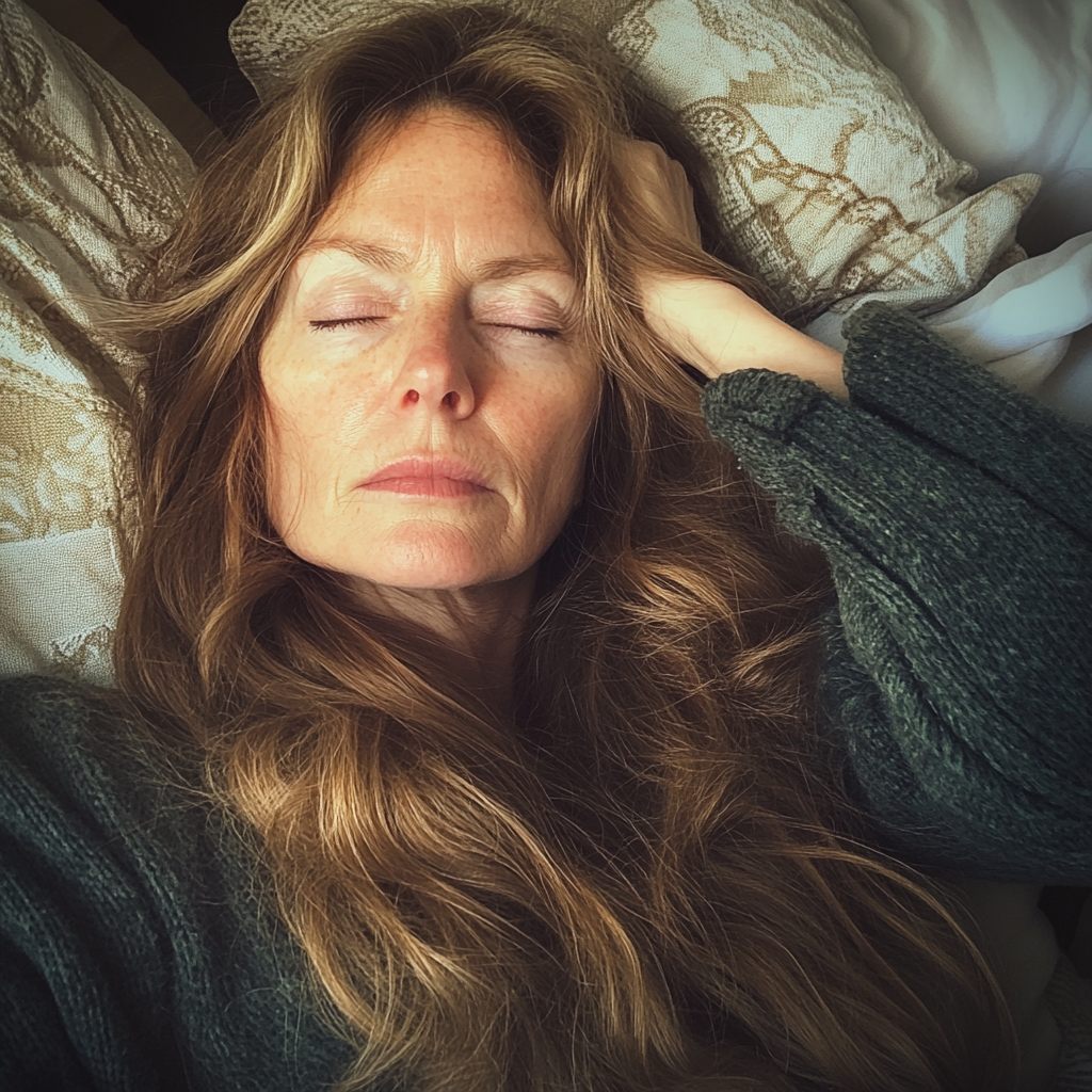 Eine ältere Frau liegt im Bett | Quelle: Midjourney