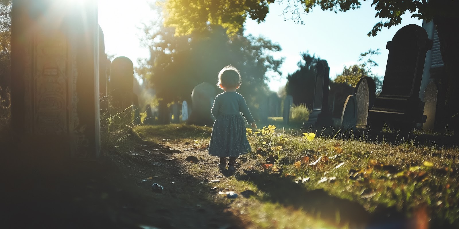 Ein Baby auf dem Friedhof | Quelle: Midjourney