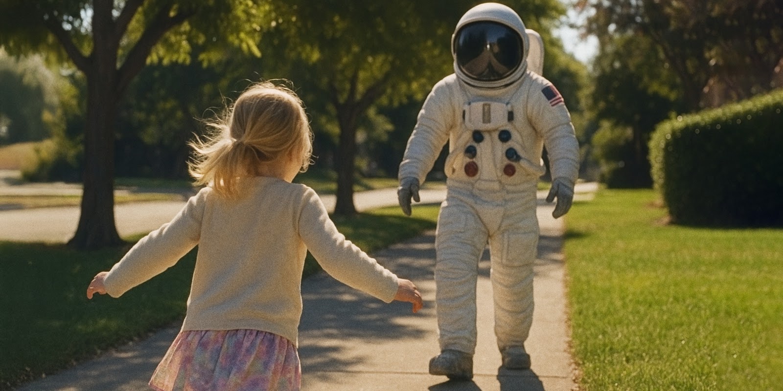 Ein Mädchen und ein Astronaut. | Quelle: Sora