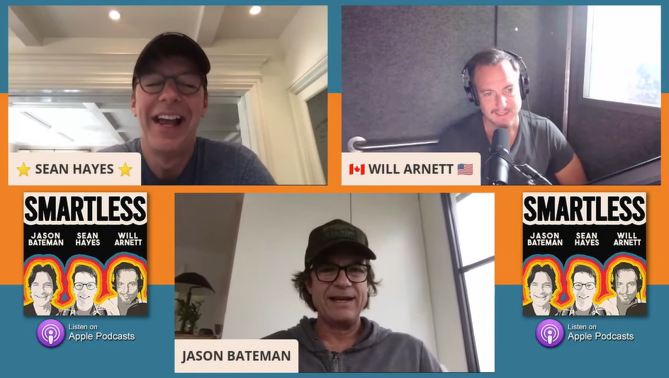 Sean Hayes, Will Arnett und Jason Bateman während einer Folge ihres "Smartless"-Podcasts vom 13. September 2020 | Quelle: YouTube/@SmartLess