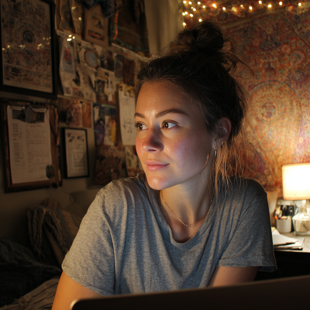 Eine Frau benutzt ihren Laptop | Quelle: Midjourney