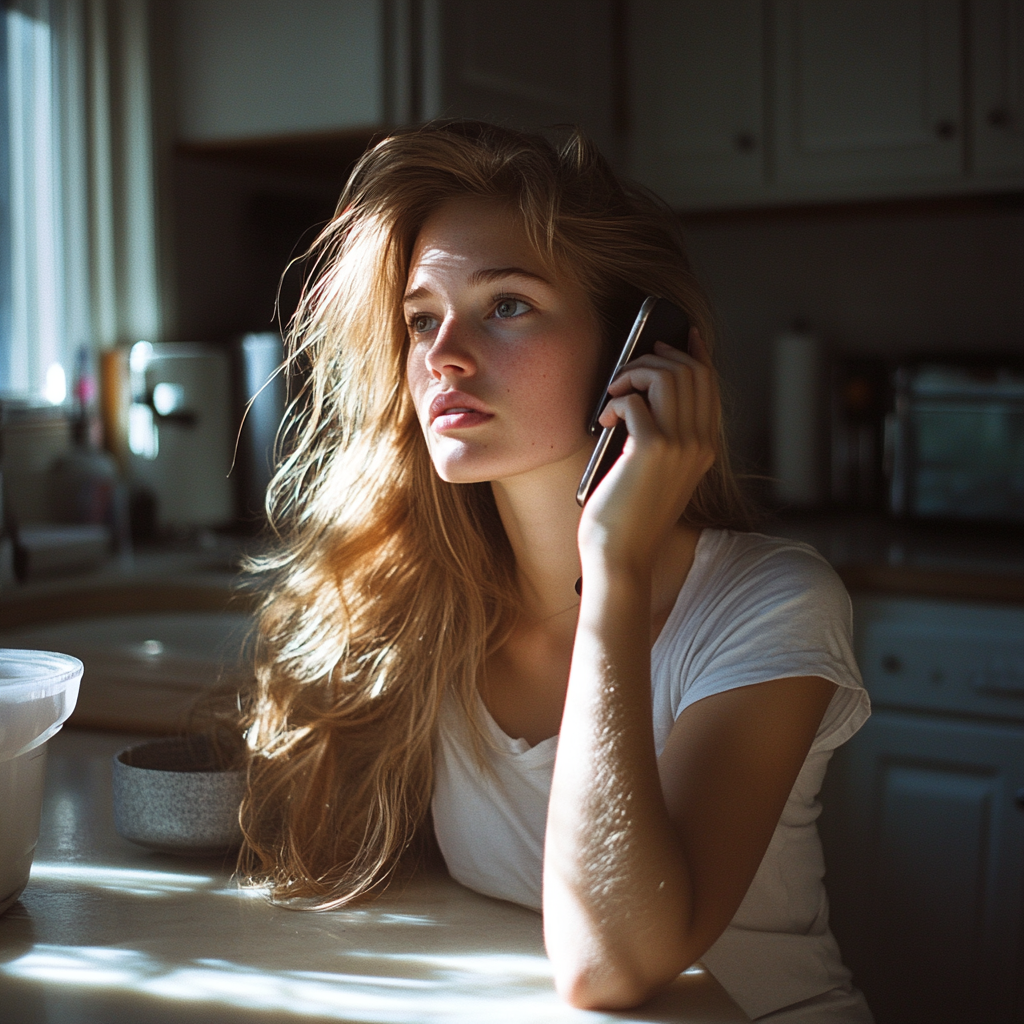 Eine Frau spricht am Telefon | Quelle: Midjourney