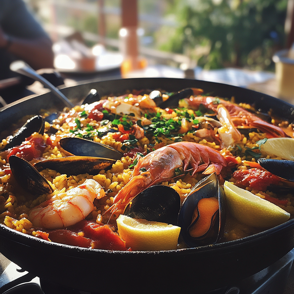 Ein Topf mit Paella | Quelle: Midjourney