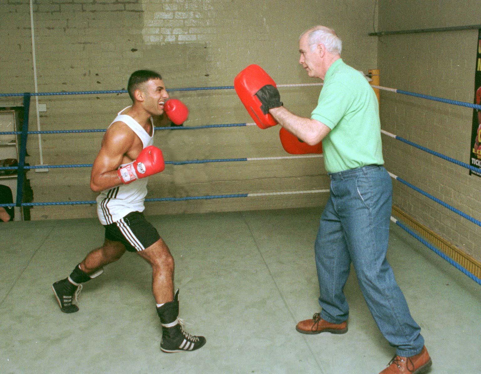 Brendan Ingle und Prince Naseem beim Training im Jahr 1997 | Quelle: Getty Images