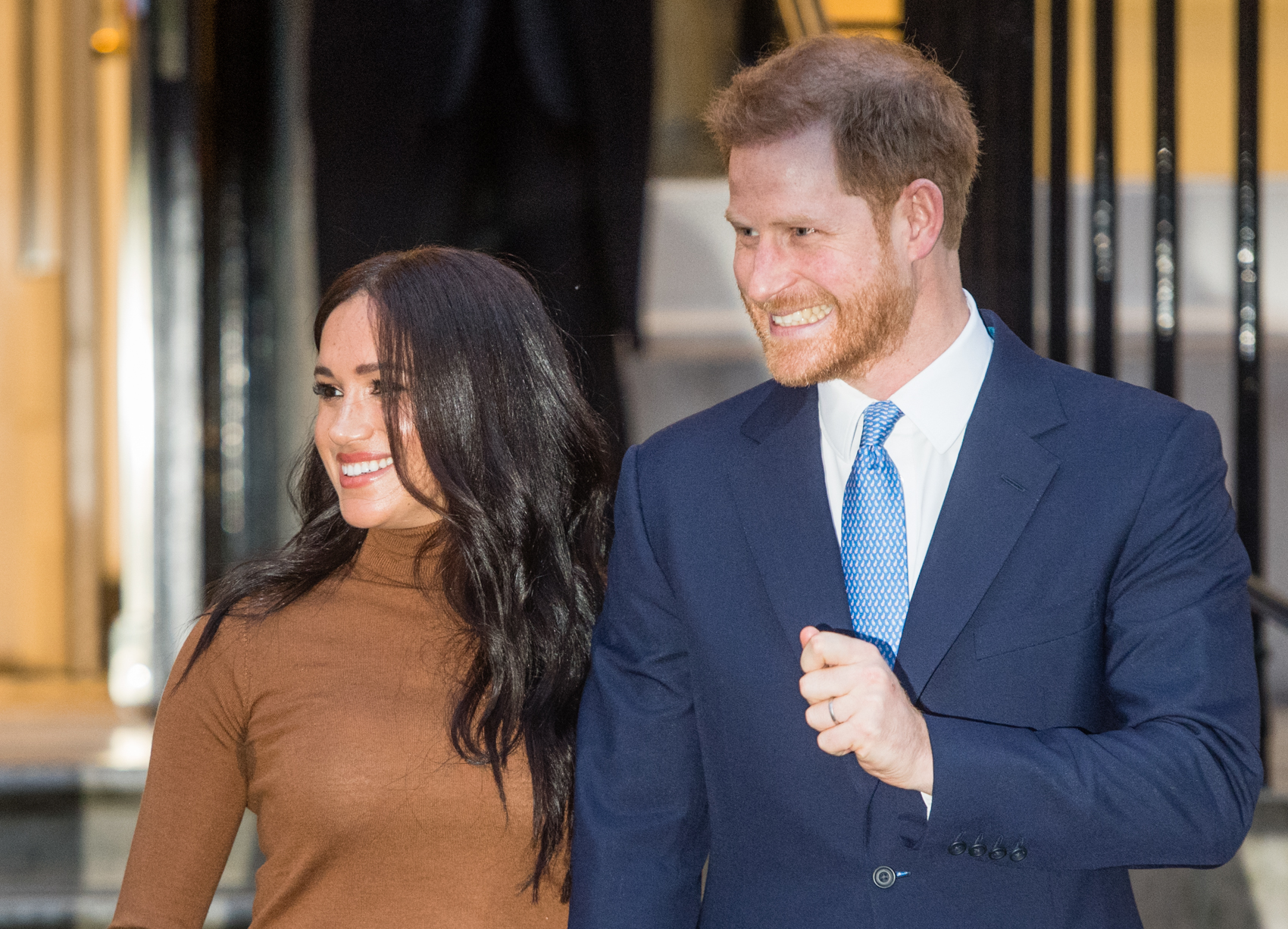 Meghan Markle und Prinz Harry kommen am 7. Januar 2020 im Canada House in London, England, an. | Quelle: Getty Images