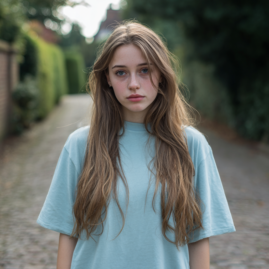 Eine aufgewühlte junge Frau, die draußen steht | Quelle: Midjourney