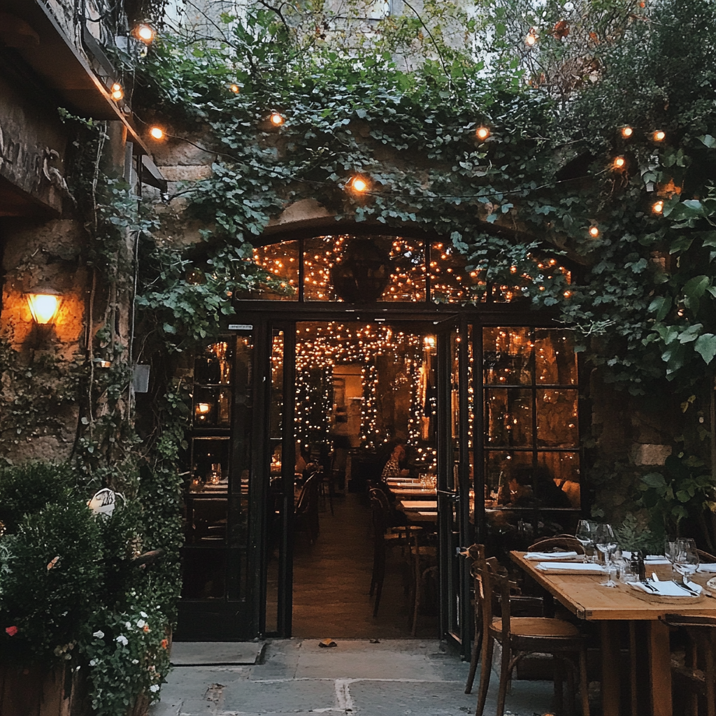 Das Äußere eines romantischen Restaurants | Quelle: Midjourney