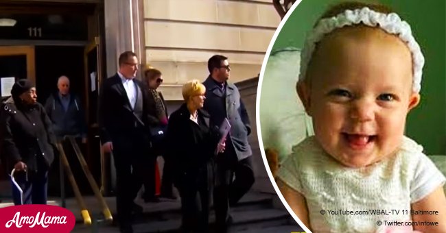 Eine Erzieherin weint, weil sie zur lebenslangen Freiheitsstrafe dafür verurteilt wurde, dass sie ein Baby erwürgt hatte