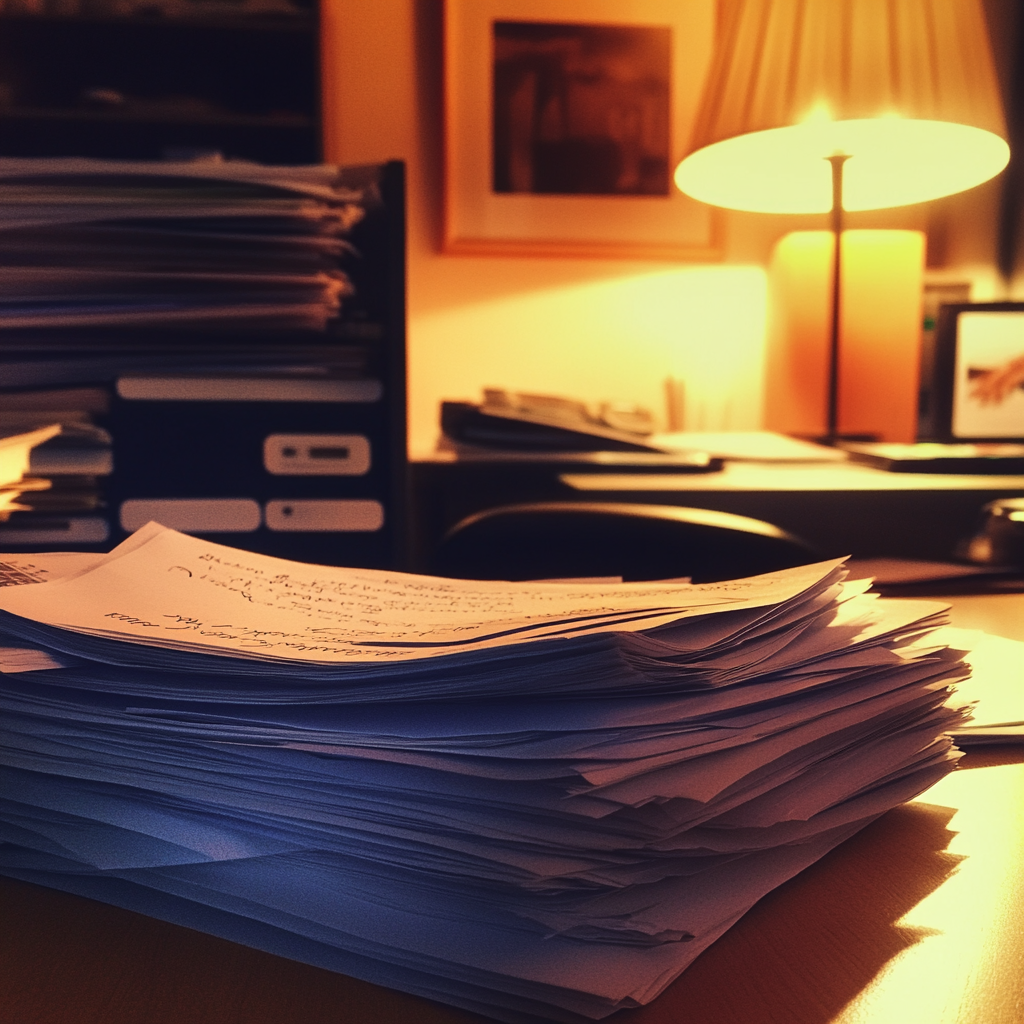 Papierkram auf einem Bürotisch | Quelle: Midjourney