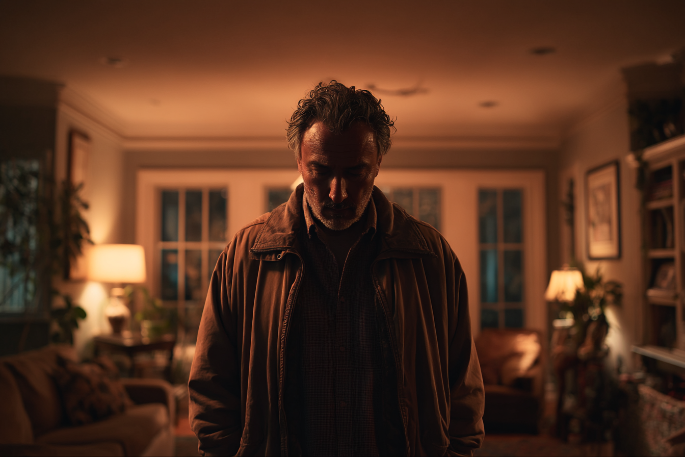 Mężczyzna patrzący w dół | Źródło: Midjourney