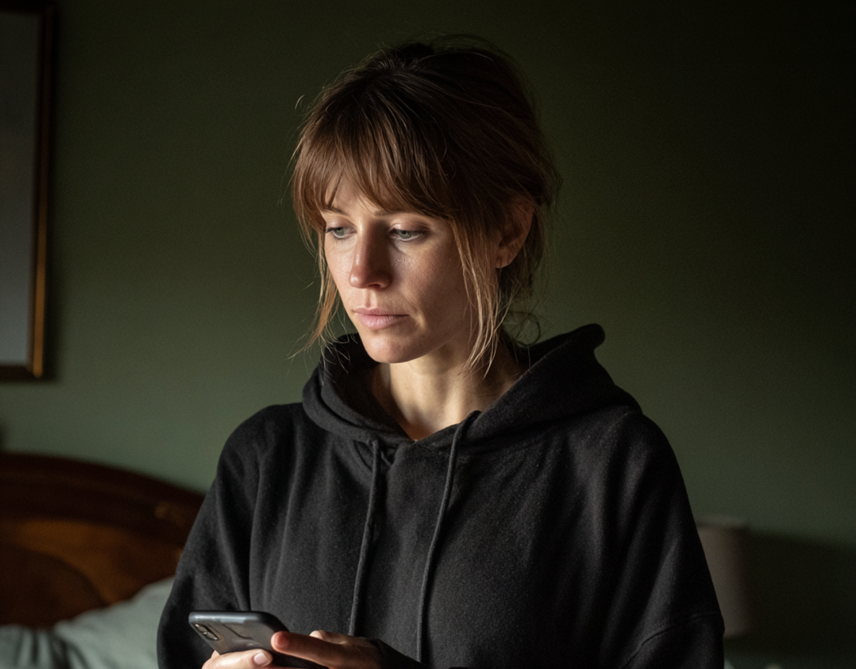 Eine Frau hält ihr Handy in der Hand | Quelle: Midjourney