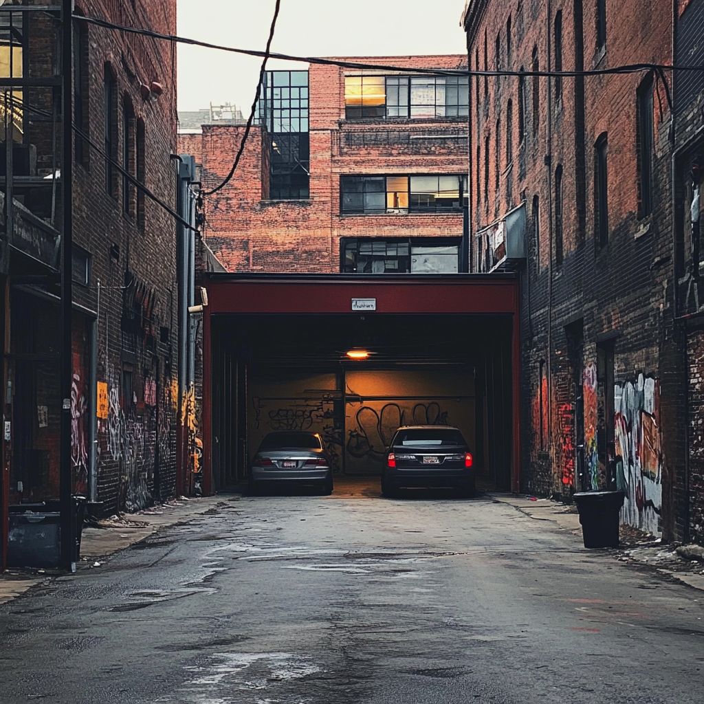 Eine Garage in einer Gasse | Quelle: Midjourney