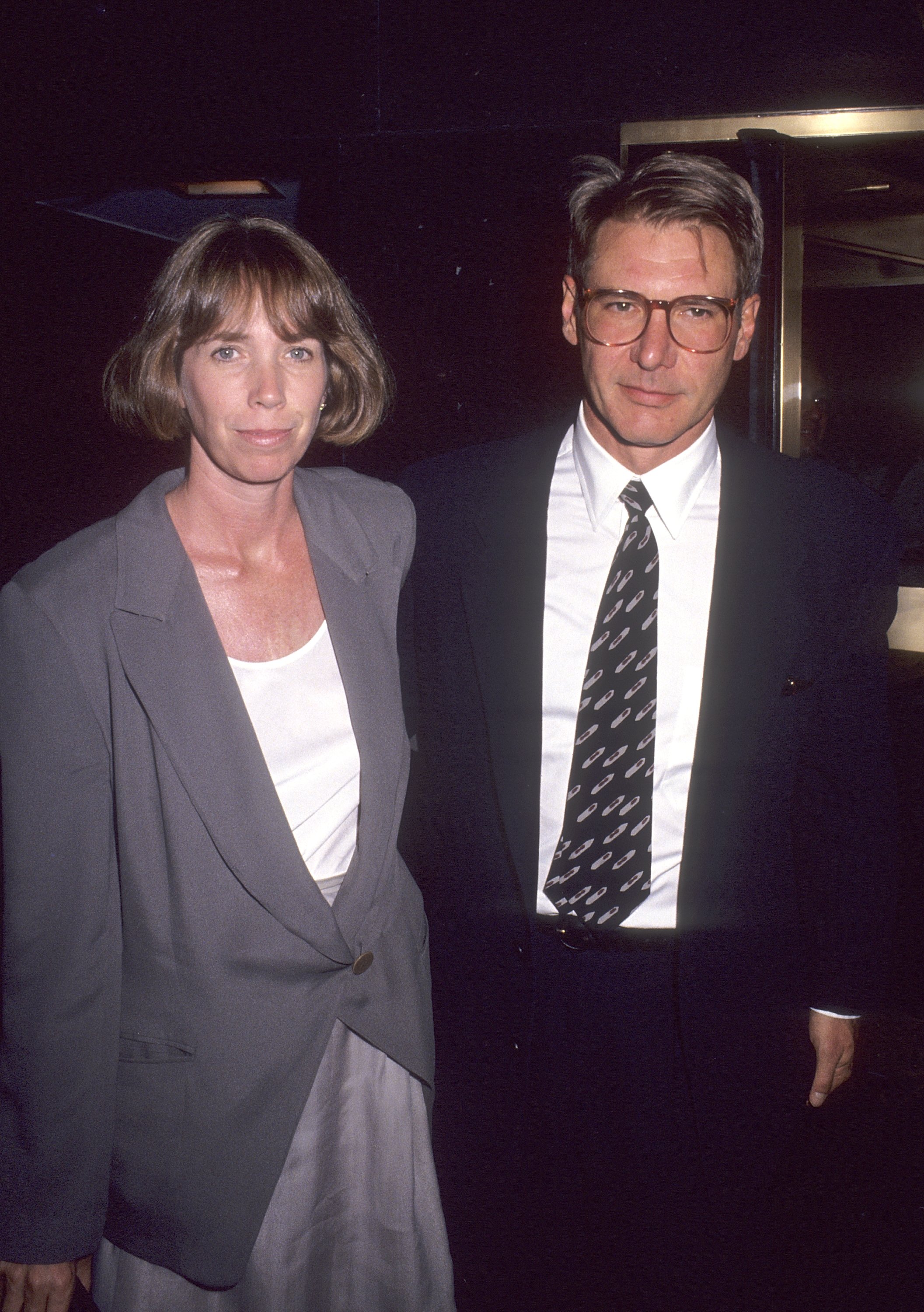 Harrison Ford mit seiner zweiten Frau Melissa Mathison in New York 1991 | Quelle: Getty Images
