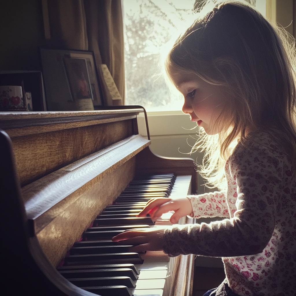 Ein kleines Mädchen spielt auf dem Klavier | Quelle: Midjourney