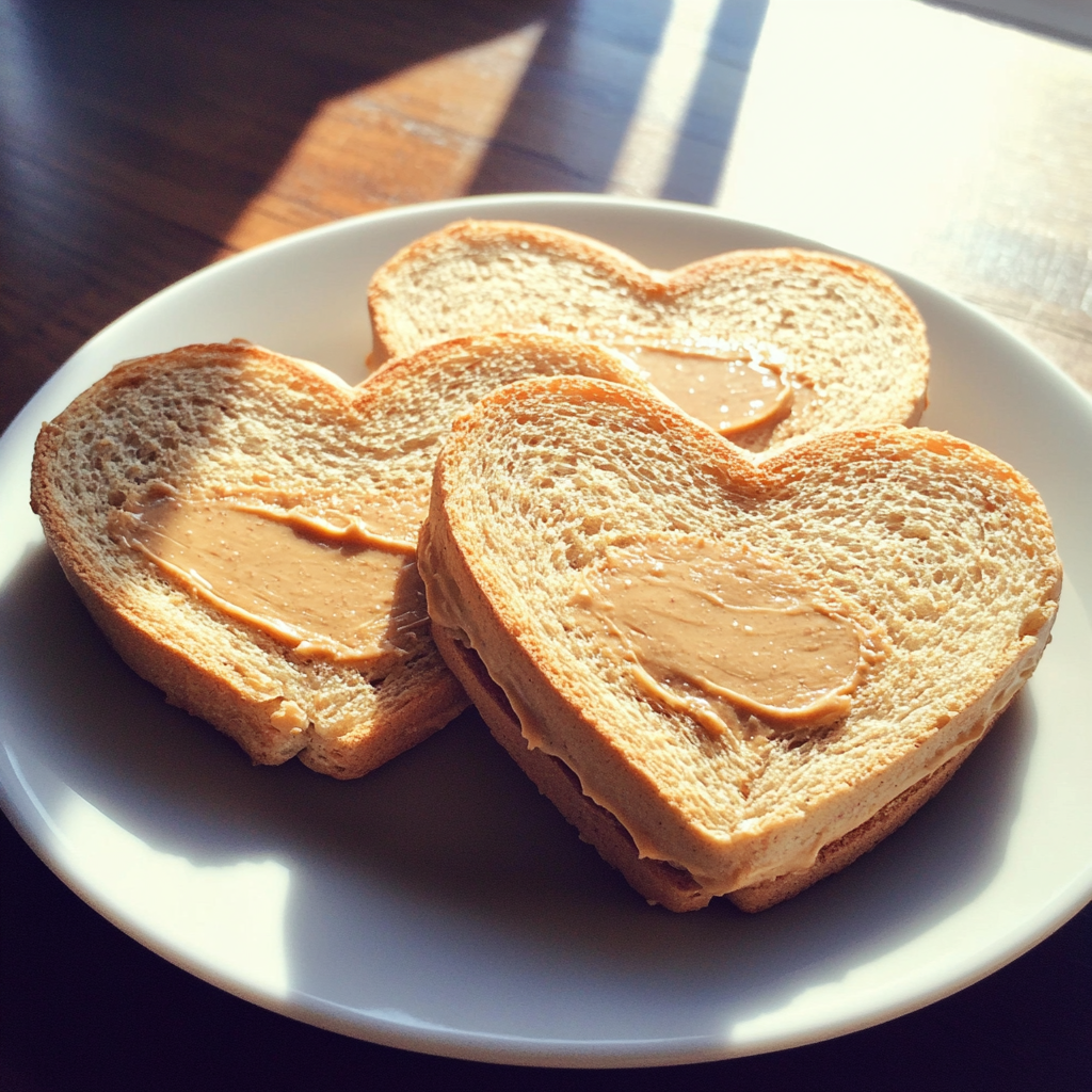 Herzförmige Erdnussbutter-Sandwiches | Quelle: Midjourney