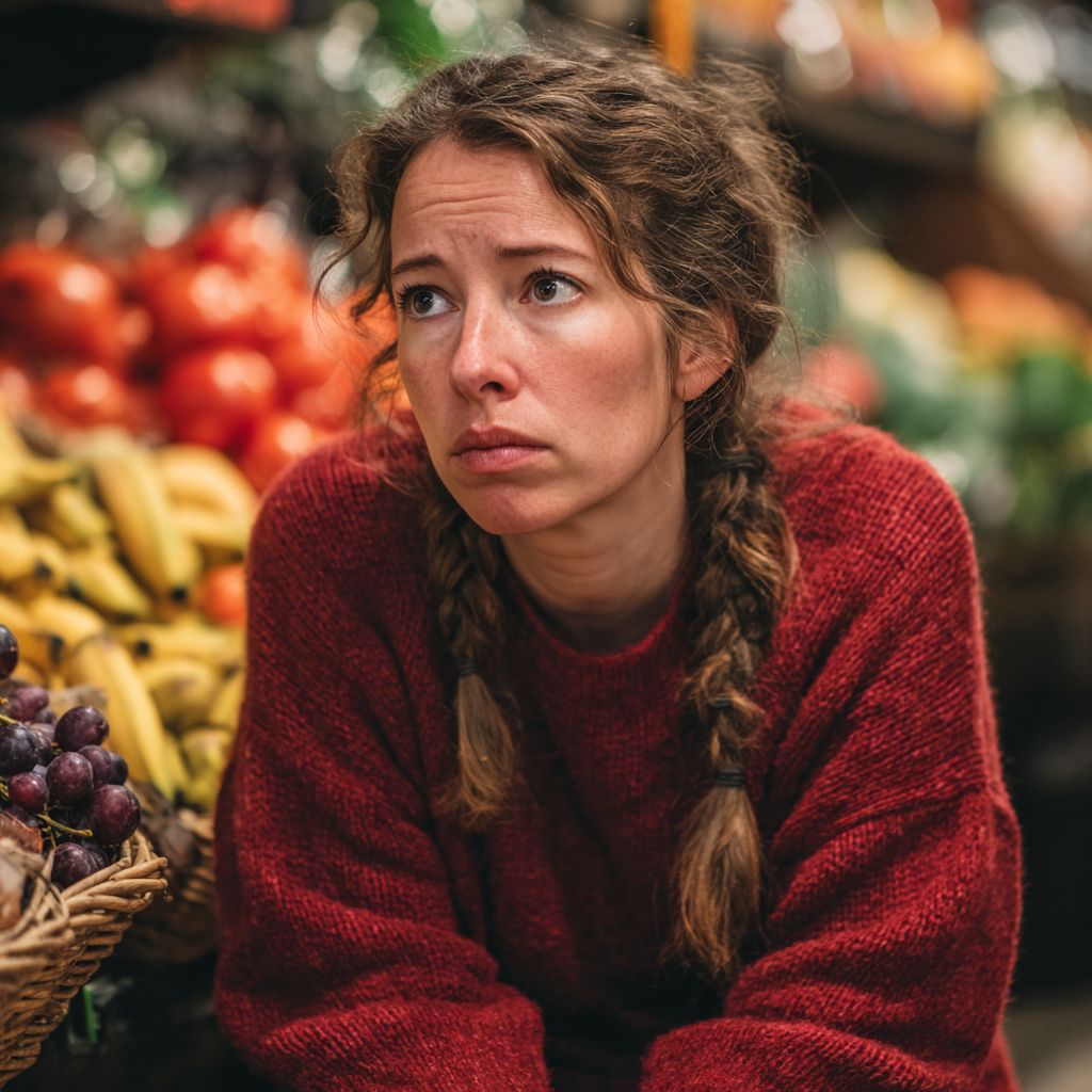 Eine Frau, die in einem Laden kniet | Quelle: Midjourney