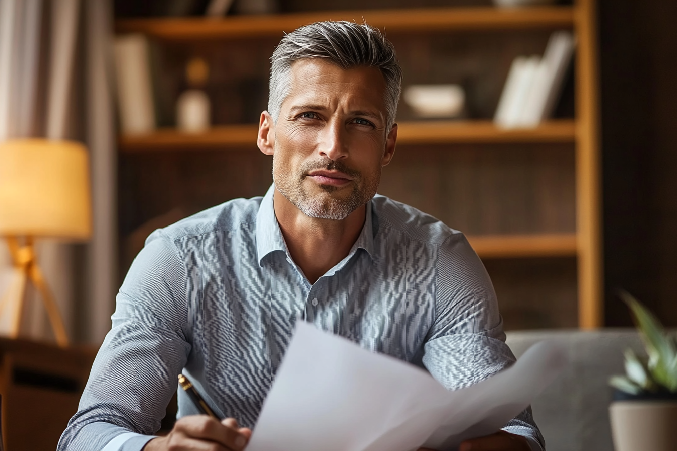 Ein Mann arbeitet in seinem Büro zu Hause | Quelle: Midjourney
