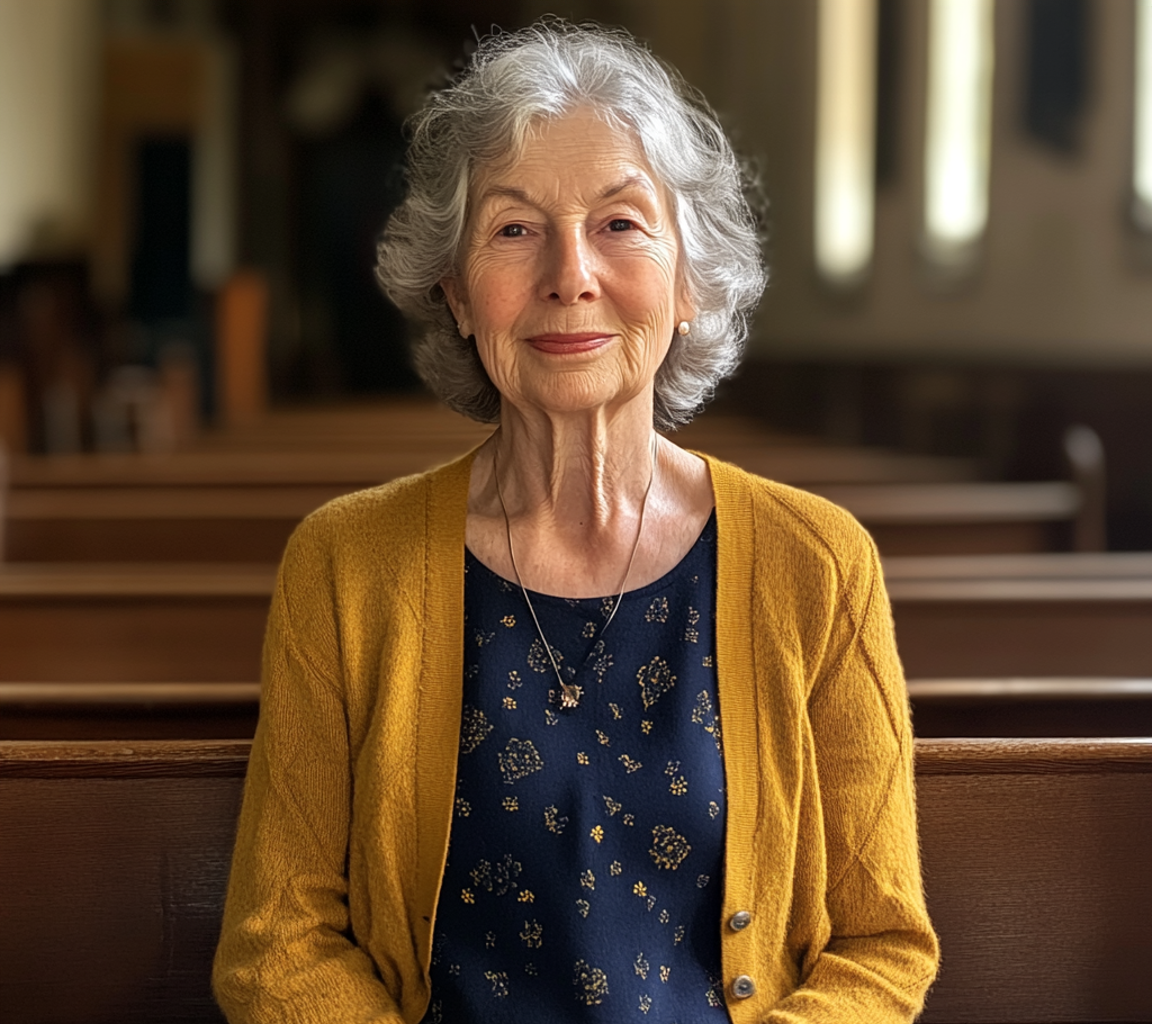 Eine Frau, die in einer Kirche sitzt | Quelle: Midjourney