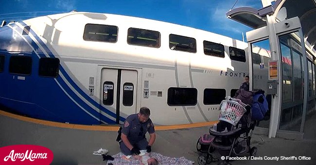 Ein Polizist wechselte auf dem Bahnsteig die Windeln eines Babys, nachdem die Mutter an einem psychologischen Problem litt