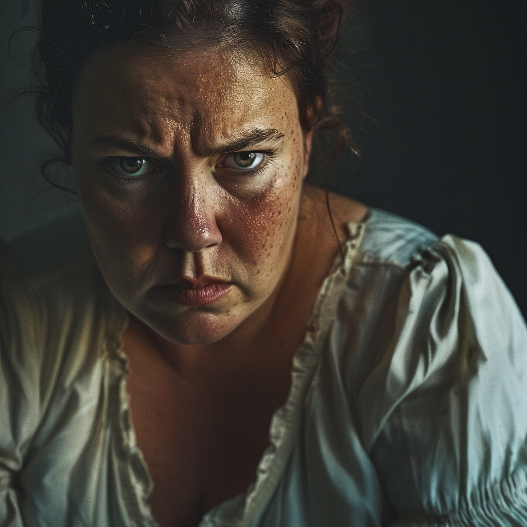 Eine ernst dreinblickende Frau | Quelle: Midjourney