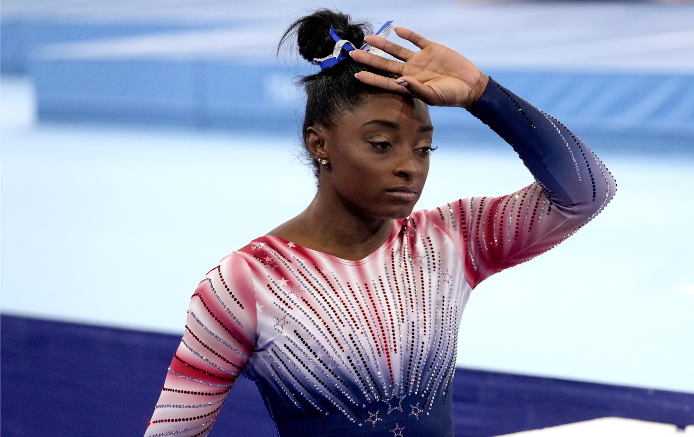 Simone Biles während des Schwebebalken-Finales der Olympischen Spiele 2020 in Tokio in Ariake, Tokio am 3. August 2021 | Quelle: Getty Images