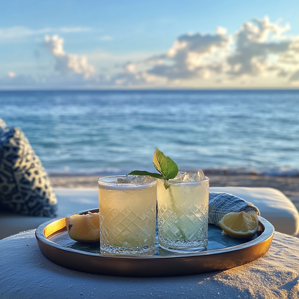 Cocktails auf einem Tablett | Quelle: Midjourney