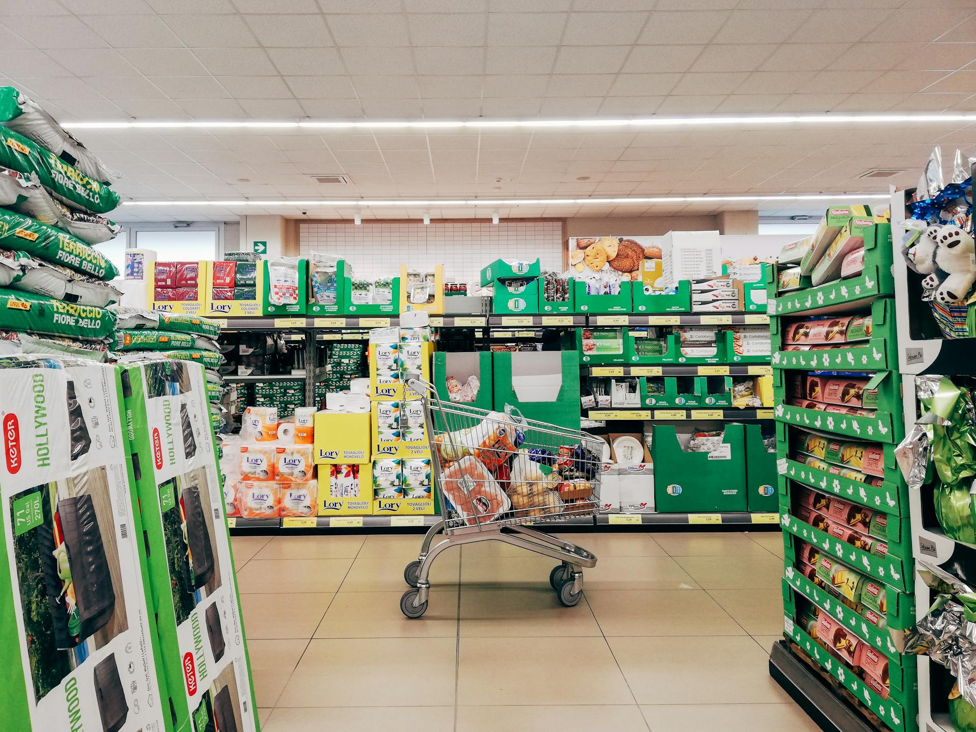 Ein Einkaufswagen in einem Lebensmittelladen | Quelle: Pexels