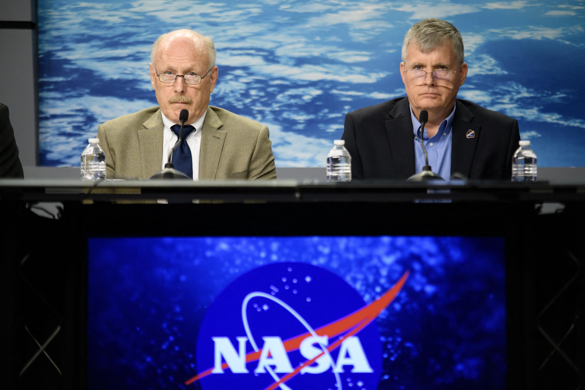 Beamte der NASA-Behörde beantworten Fragen während einer Pressekonferenz zur geplanten Rückkehr von zwei Astronauten, die auf der Internationalen Raumstation gestrandet sind, am 24. August 2024 | Quelle: Getty Images