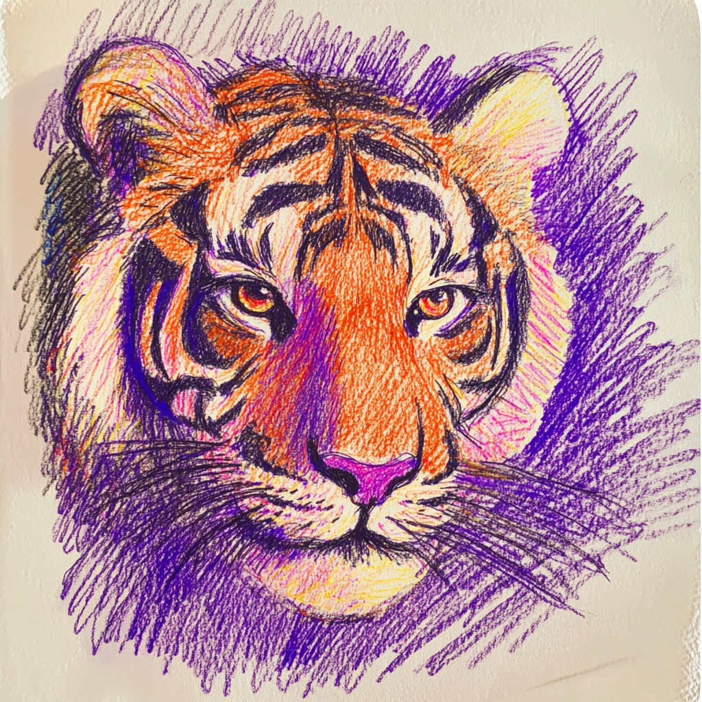 Eine Kinderzeichnung eines Tigers | Quelle: Midjourney