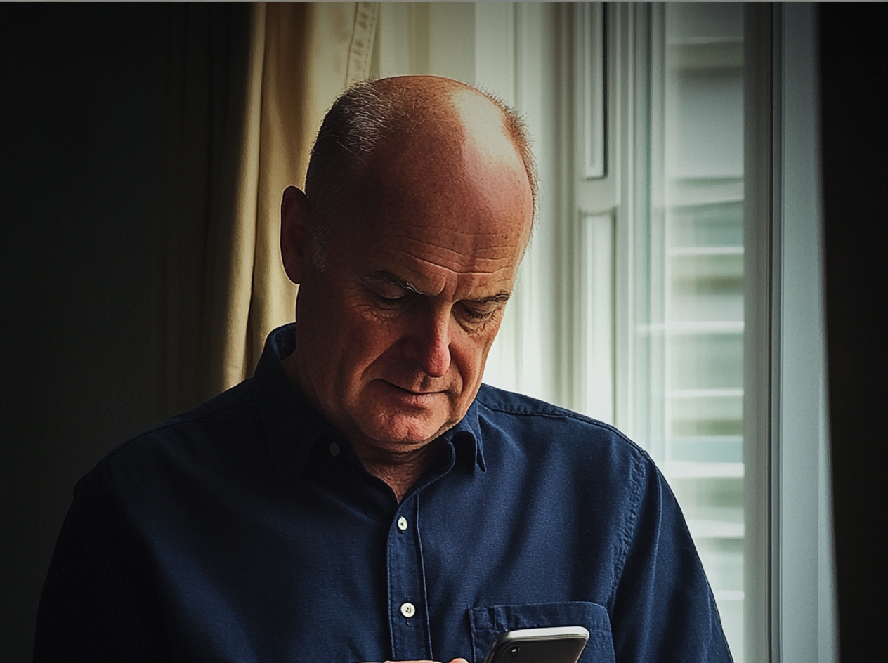 Ein Mann, der eine SMS auf seinem Handy schreibt | Quelle: Midjourney