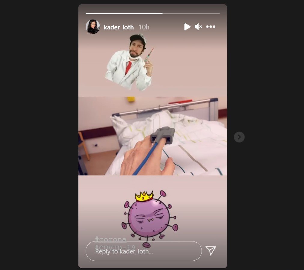 Screenshot der Instagram-Story von Kader Loth aus dem Krankenhaus. | Quelle: Instagram/Kader Loth
