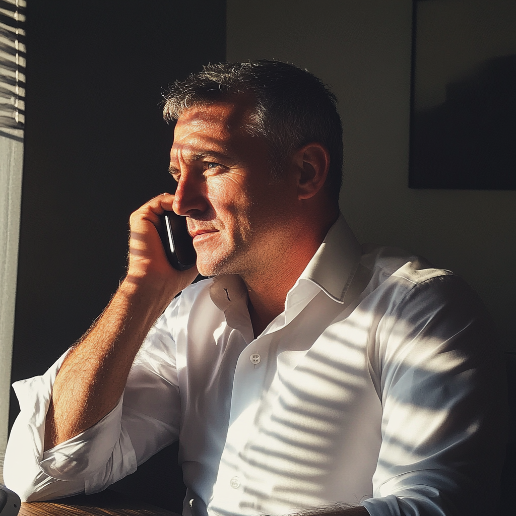 Ein Mann spricht am Telefon | Quelle: Midjourney