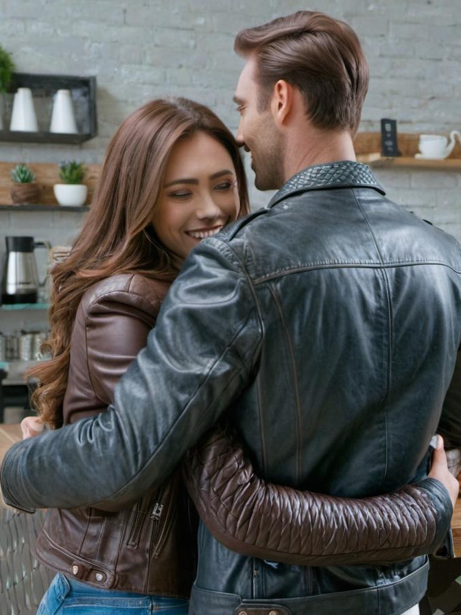 Julia und Ben umarmen sich in Julias neuem Café | Quelle: Midjourney