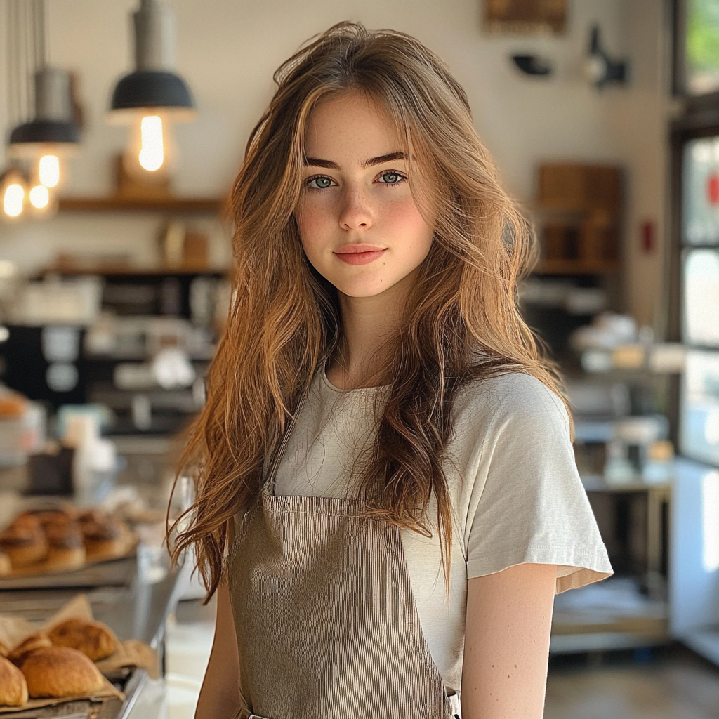 Eine junge Frau in einer Bäckerei | Quelle: Midjourney