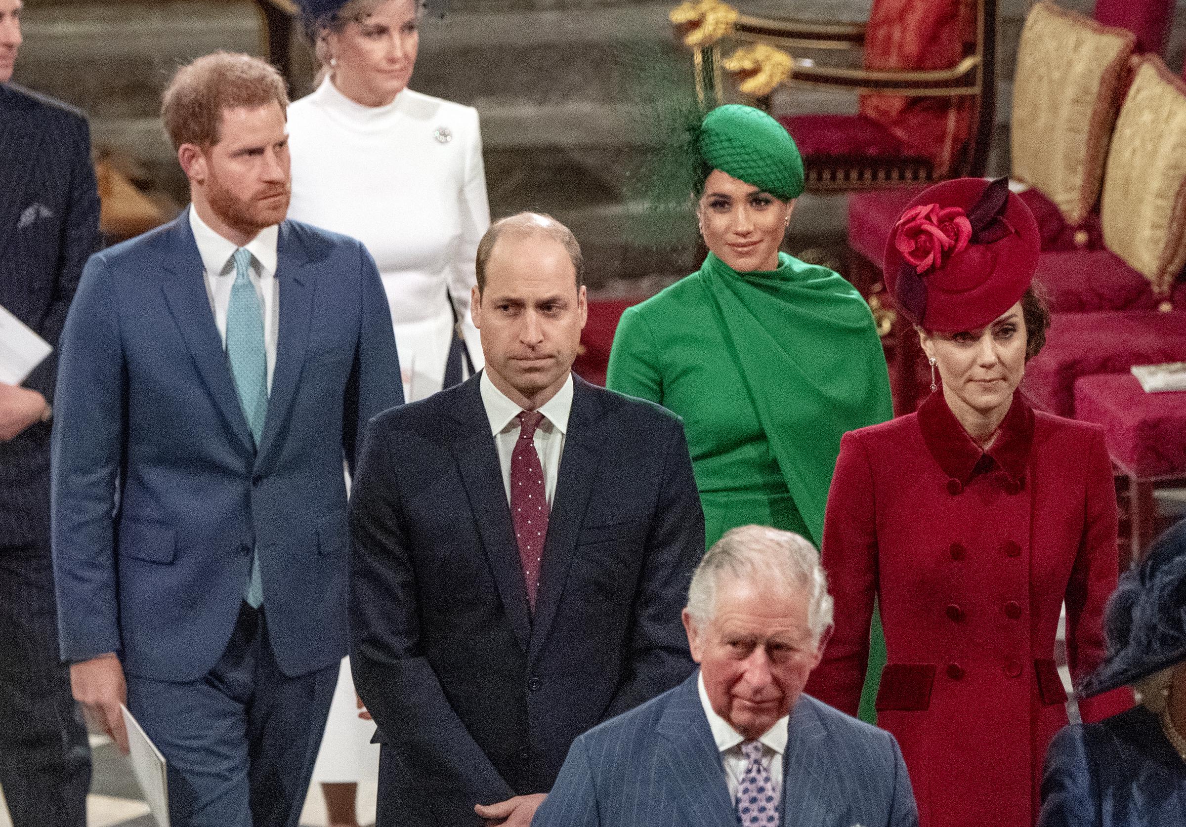 Prinz Harry, Meghan Markle, Prinz William, Prinzessin Catherine und König Charles III. besuchen den Commonwealth Day Service 2020 in London, England am 9. März 2020 | Quelle: Getty Images