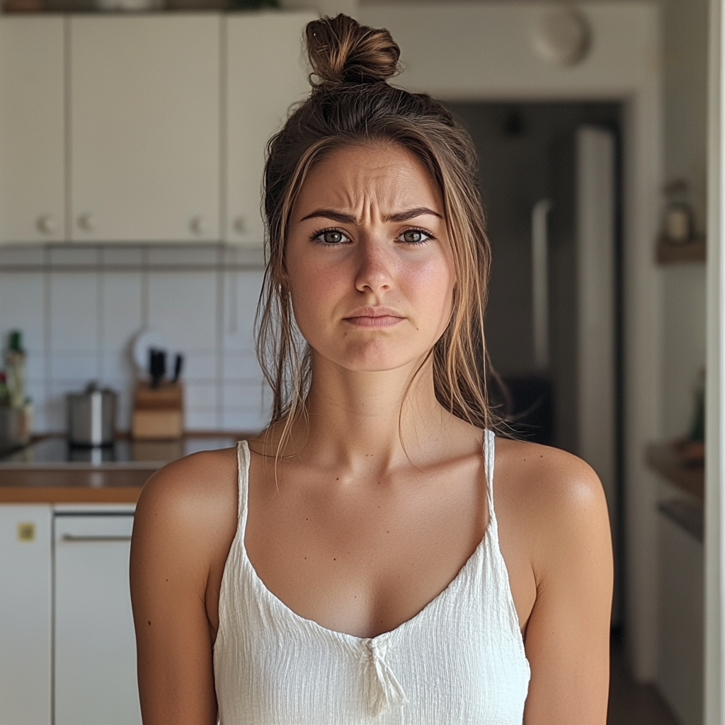 Eine Nahaufnahme einer Frau in einem weißen Kleid | Quelle: Midjourney