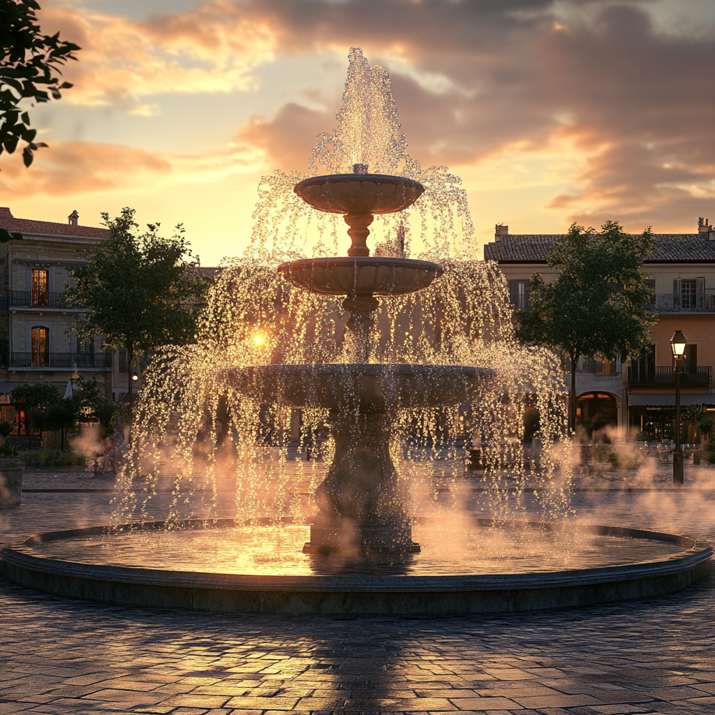 Ein beeindruckender Brunnen auf dem Stadtplatz | Quelle: Midjourney