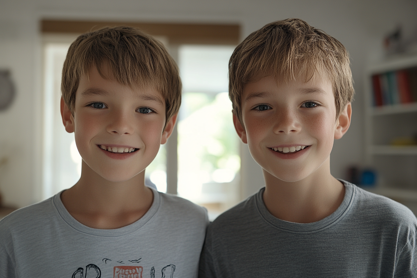 Zwei Jungen lächeln | Quelle: Midjourney