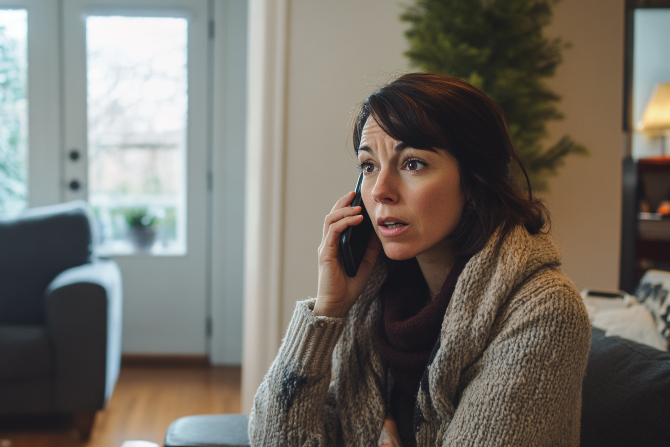 Eine Frau, die mit ihrem Telefon spricht | Quelle: Midjourney