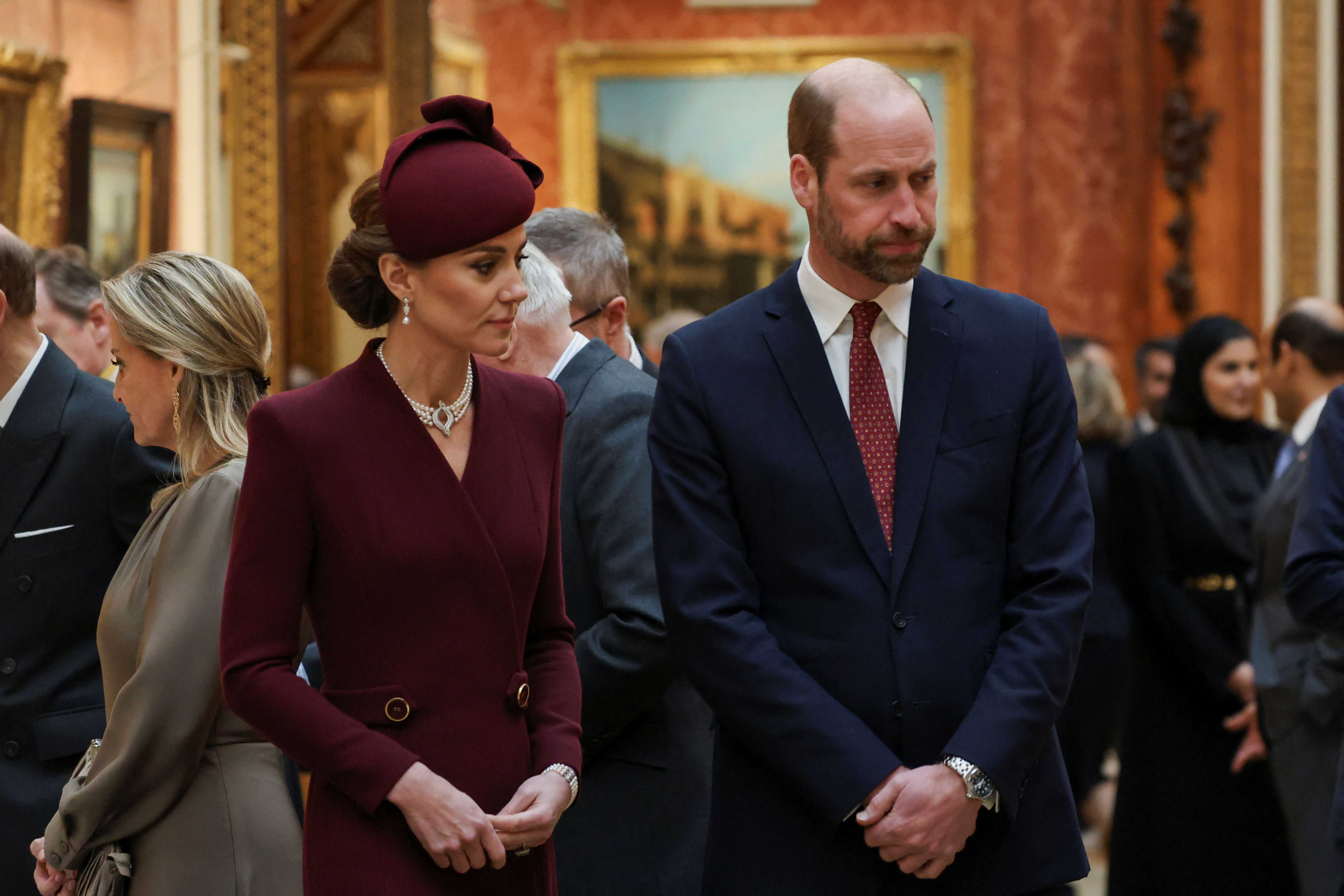 Prinz William und Prinzessin Catherine während des ersten Tages des Besuchs des Amirs des Staates Katar im Vereinigten Königreich am 03. Dezember 2024 in London, England. | Quelle: Getty Images